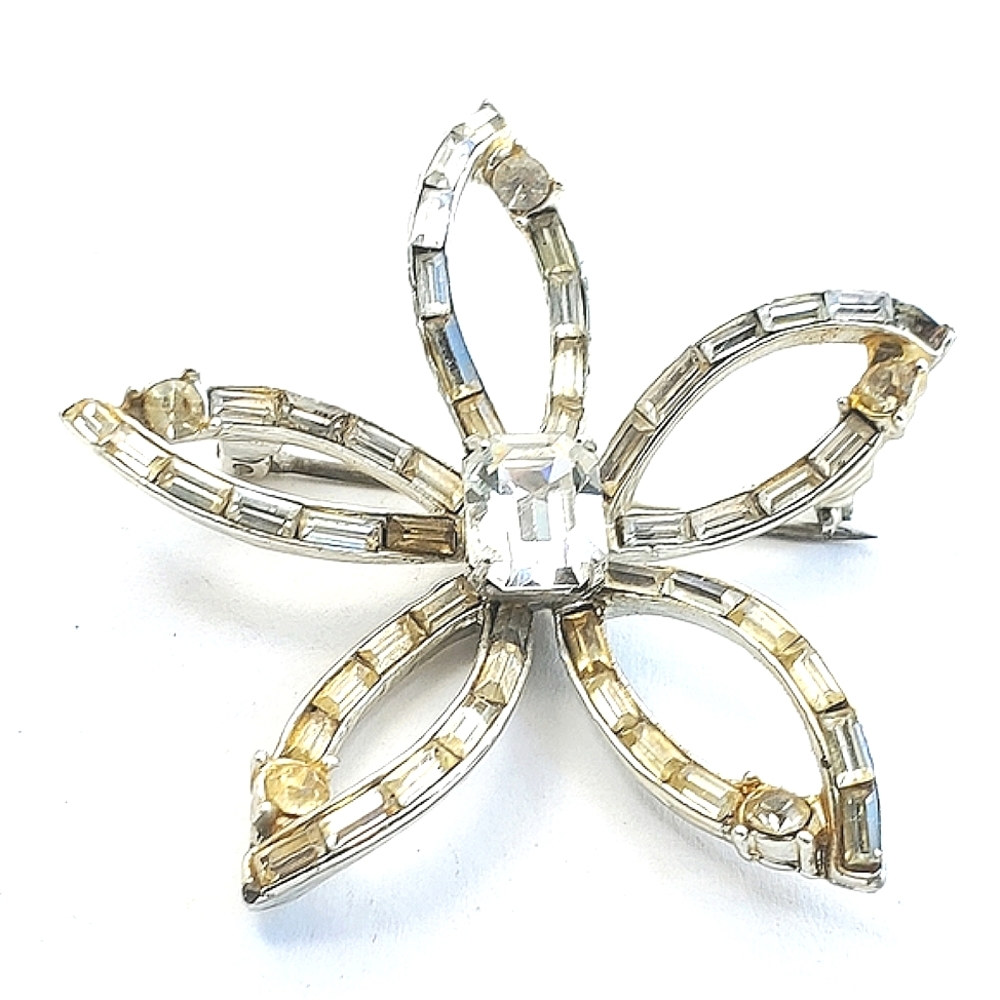 Corocraft Rhinestone Flower Brooch Vintage